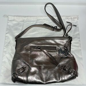 NEW Michael Kors Fallon Nickel Messenger Bag